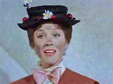 Julie Andrews as the 1964 Mary Poppins, a little sooty after an outing with chimney sweep Bert. Not afraid to get dirty for a friend.