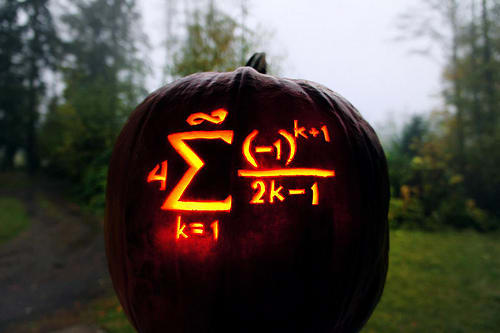 "Pumpkin Pi" by Nathan Shields. We see from this clever carving that mot every pumpkin must become a "pie."