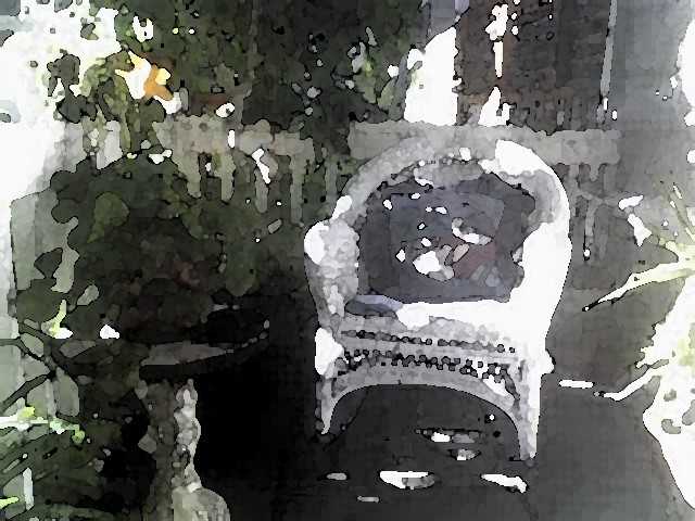 This is a photograph I took of our porch at our last home. I used watercolor effects from Adobe Illustrator to make the photograph look "painted".