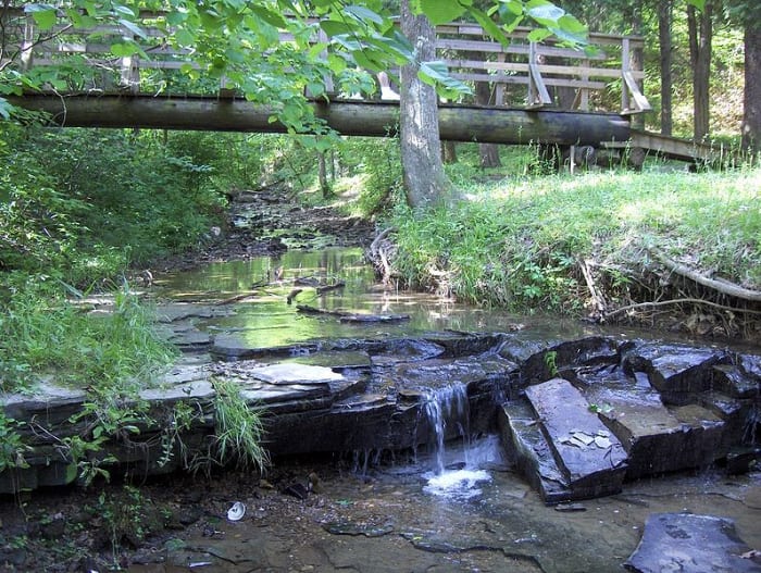 Bee Lick Creek in Jefferson Memorial Forest. Central Kentucky features many parks of all sizes, lakes, and outdoor recreation facilities.