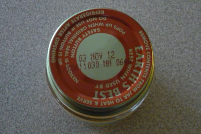 As you can see, this moldy jar of Earth's Best baby food was not even close to being expired (we bought it on 04/19/2011).