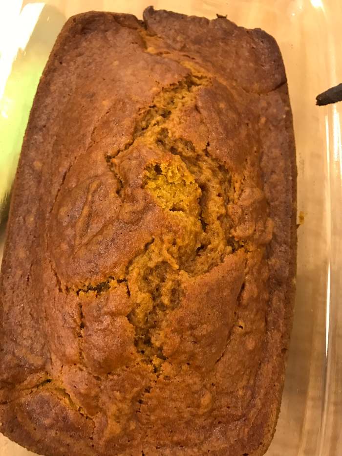 Bake for 1 hour at 350F, or until a cake tester inserted into the center of the loaf comes out clean. Let the loaves rest in their pans for about 10 minutes, then turn out onto wire racks to cool completely.