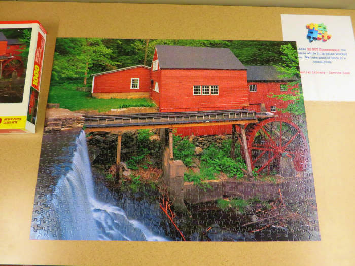 Another Masterpiece completed, Rustic Red Mill, Le Vieux Moulin, 1000 piece Jigsaw Puzzle, made by According to Hoyle