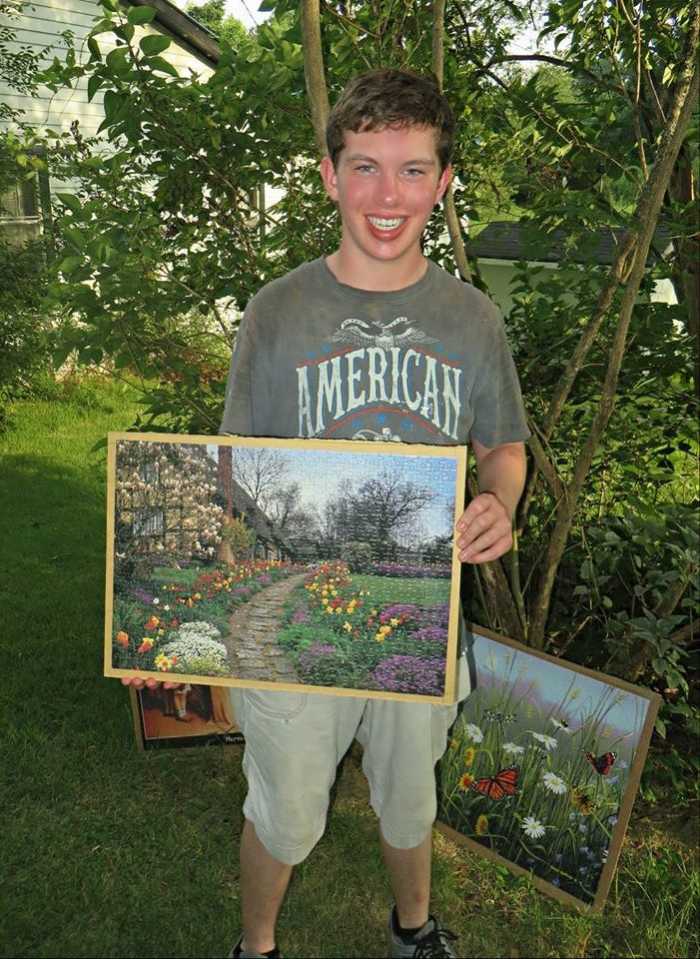 Grantley Waters and his English Spring jigsaw puzzle, this is a fun thing to do to beat the summer time heat wave .