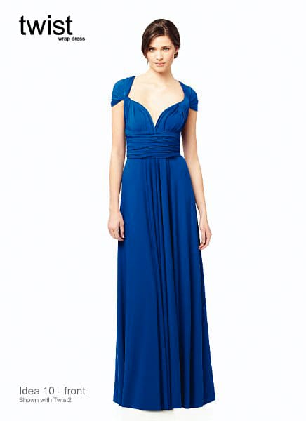 This is a twist prom dress. It is a different take on the wrap. This would be perfect for creating a slimming effect.