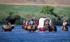 Glenn's Ferry / Three Island Crossing, Idaho. Local's often reinact the crossing of the river with horses and wagons to celebrate the Oregon Trail and Idaho's history.