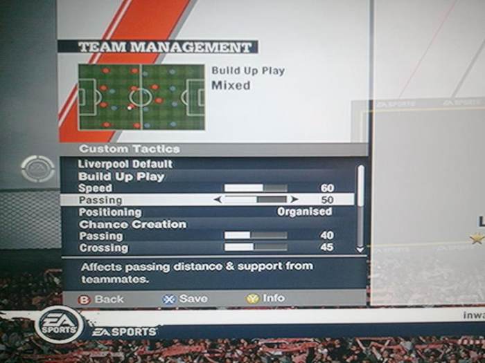 Custom tactics enable you to control what types of chances the AI will look to create. From early crosses to no crosses, to shooting at all possible chances to only the most secure.