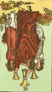 Three of Cups Reversed. Heavy emotions and overindulgence cloud your life right now... Get control of them before they take control of you!