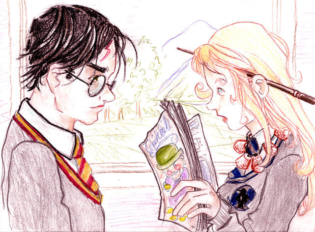 This portrait captures Luna's dottiness; it shows how she is different from any other character in the book but somehow conveys a sincerity.