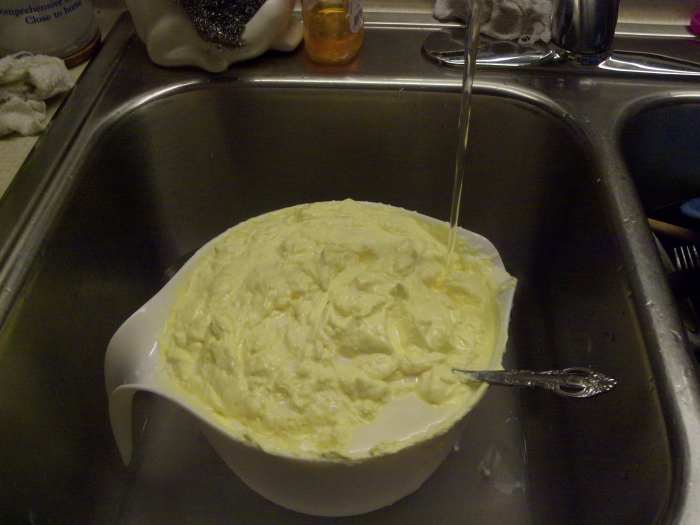 You will not have this much butter. My cow gives 5 GALLONS of milk EVERYDAY!...so I churn huge amounts in one churning!