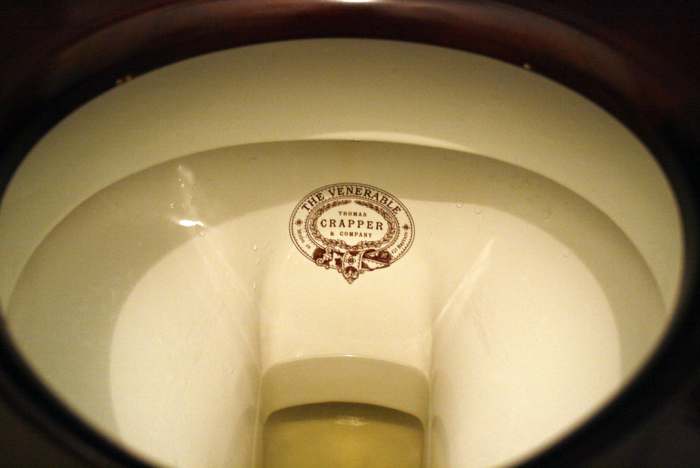 A Toilet from the Thomas Crapper Company. Click to view a larger image to clearly see the company logo and the type of toilet.