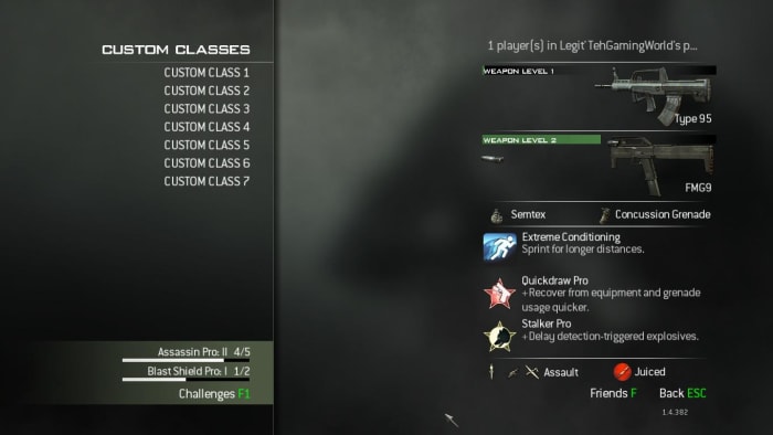 Type-95, Red Dot Sight, kick / Red Dot Sight, Rapid fire and Attachments proficiency. Same perks....