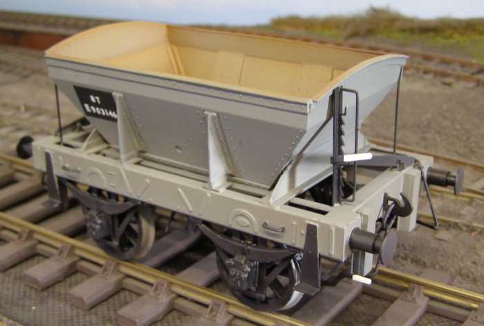 North Eastern Railway Diagram S1 8 ton Ironstone Hopper, fitted with end brakes - see ROPFAMR 26 on Self-acting Inclines. These wagons were introduced late in the 19th Century on Standard Gauge ironstone mine railways in the North East until 1920s