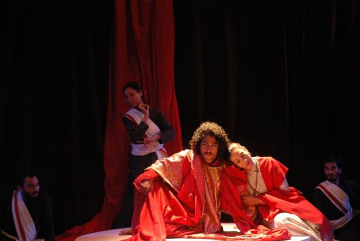 Oedipus and his mother-wife Jocasta, production still from Oedipus by Aarohan Theater Group
