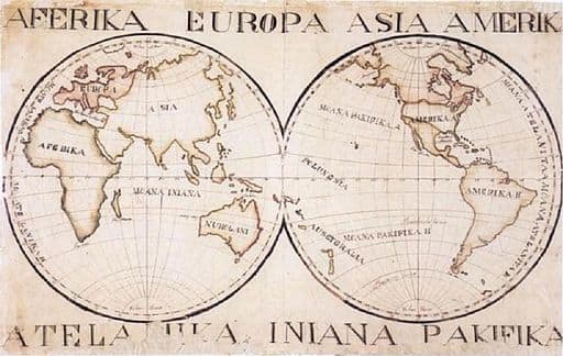 Map of the world 1832 created by David Malo
