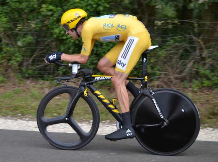 Bradley Wiggins, on his way to victory in the 2012 Tour de France.