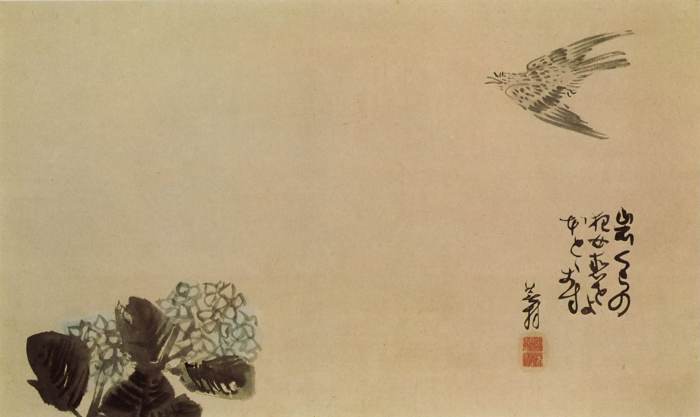 Haiga by a classic Japanese haiku poet, Yosa Buson (1716 - 1784)