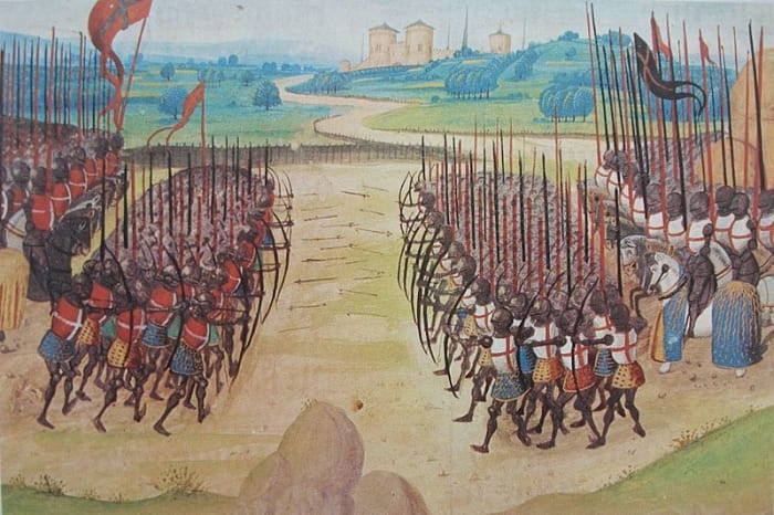 A 15th century miniature depicting the battle of Agincourt.