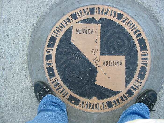 Yes, these actually are my feet... my left foot is in Nevada and my right one is in Arizona. Just don't ask me to decide which I like best, I can't decide! They are both beautiful states!