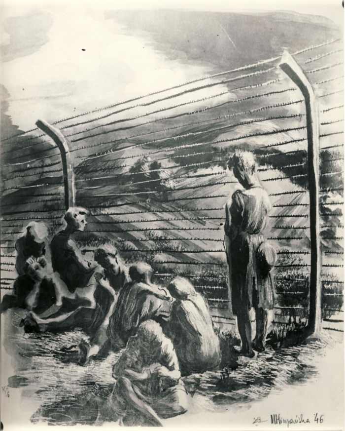“Roll Call: Report Obediently!”by Ceija Stoijka, 1995. Image courtesy of the Ravensbrück Memorial site.