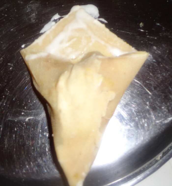 Apply all purpose flour as shown and paste the other end as well. Ensure to cover any holes using all purpose flour paste.