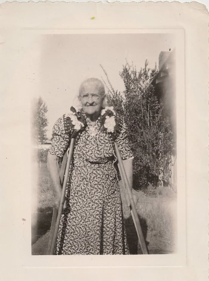 Photo Reference: Francis Quintilla Bollinger on her birthday, October 1946, at the age of 90.