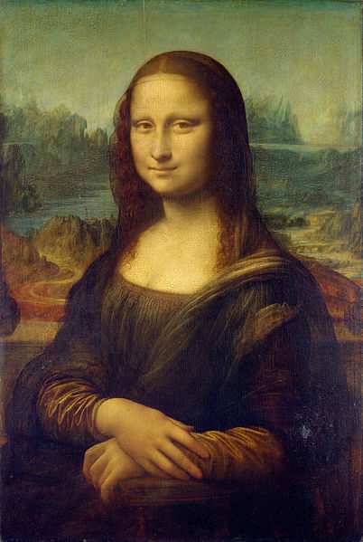 The Mona Lisa, first portrait painting by Leonardo da Vinci. Today, it hangs in the Louvre Museum in Paris, France.