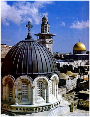 Condemnation church built where Antonio fortress existed. You might as well notice the table of mount is so closely located identified by the Dome of the rock and minaret of Al Aqsa mosque