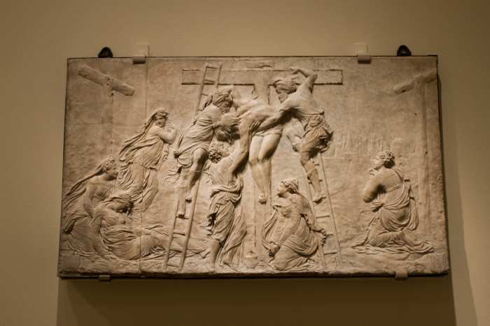 This early piece was created by a Christian artist as a way to show respect to God. It depicts Jesus' descent from the cross.
