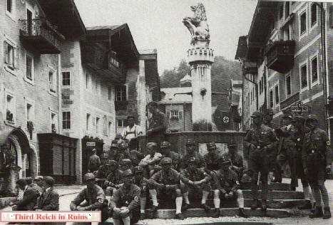 Members of the SA gather at the fountain in the Berchtesgaden main square in the 1930s