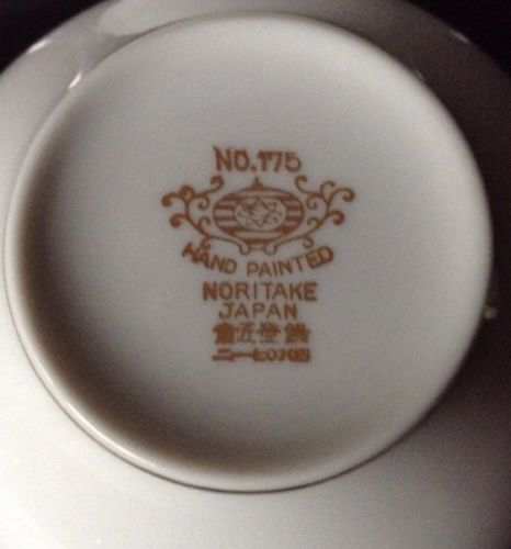 The bottoms of this set are appropriately back-stamped with the newer gold mark no. 175 HAND Painted Noritake Japan and in Japanese characters as well as English. No. 175 was produced from 1906 - 1992.