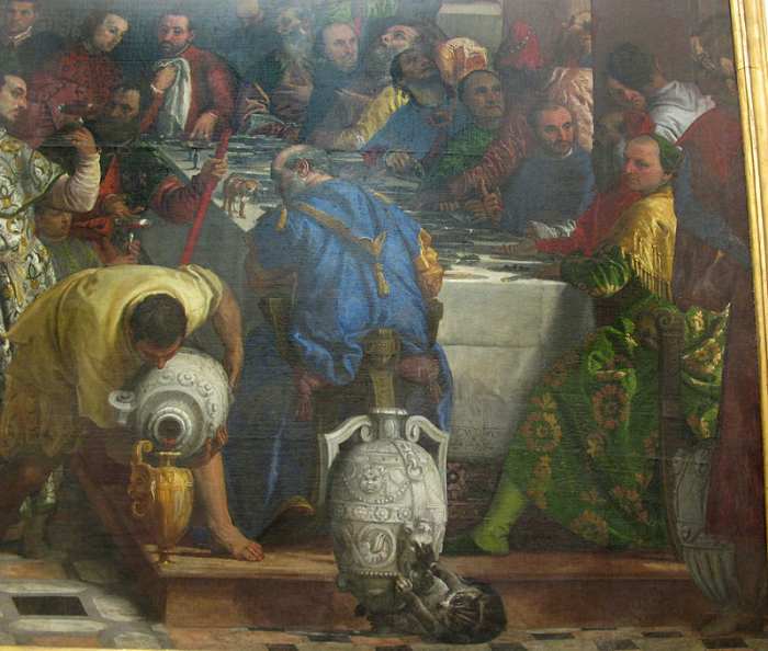 Paolo Veronese, Wedding at Cana, detail of the left side of the banquet (1563), Paris Musée du Louvre