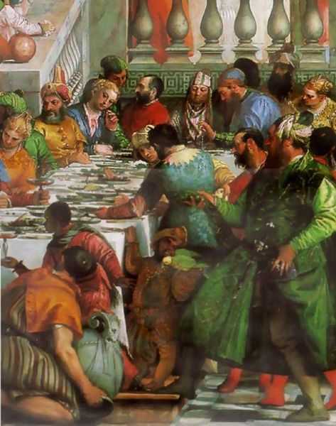 Paolo Veronese, Wedding at Cana, detail of the right side of the banquet (1563), Paris Musée du Louvre