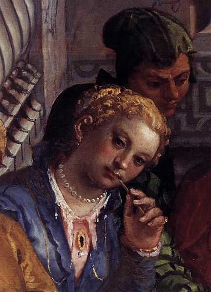 Paolo Veronese, Wedding at Cana, woman at the right side of the banquet (1563), Paris Musée du Louvre