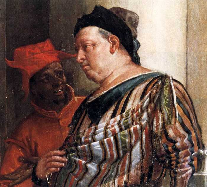 Paolo Veronese, Feast in the House of Levi, detail of the left side of the banquet (1573), Venice Gallerie dell'Accademia