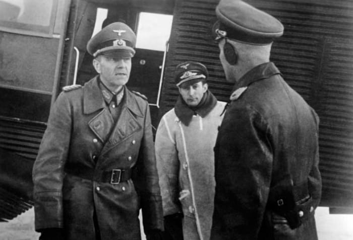 Field Marshal Paulus leaving his command plane at an airfield in Stalingrad November 1942.