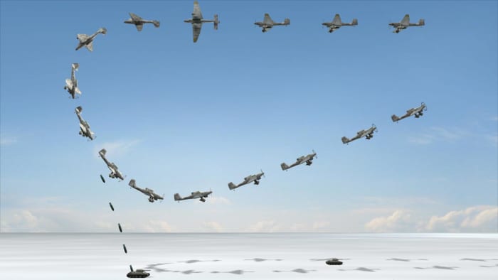 A JU87 Stuka dive-bomber was Hitler's flying artillery it was used at breakthrough points to blast holes in enemy defenses. Rudel would attack enemy tanks from behind recording a record number of kills on Red Army tanks.