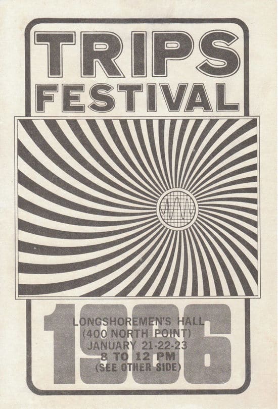 The Grateful Dead, Jefferson Airplane The Loading Zone January 21, 22, 23 1966 Trips Festival Longshoreman's Hall San Francisco Handbill