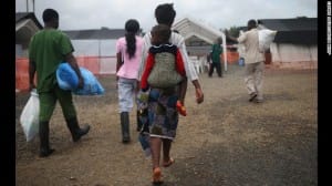 Ebola survivors prepare to leave a Doctors Without Borders treatment center after recovering from the virus in Paynesville, Liberia, on October 12.