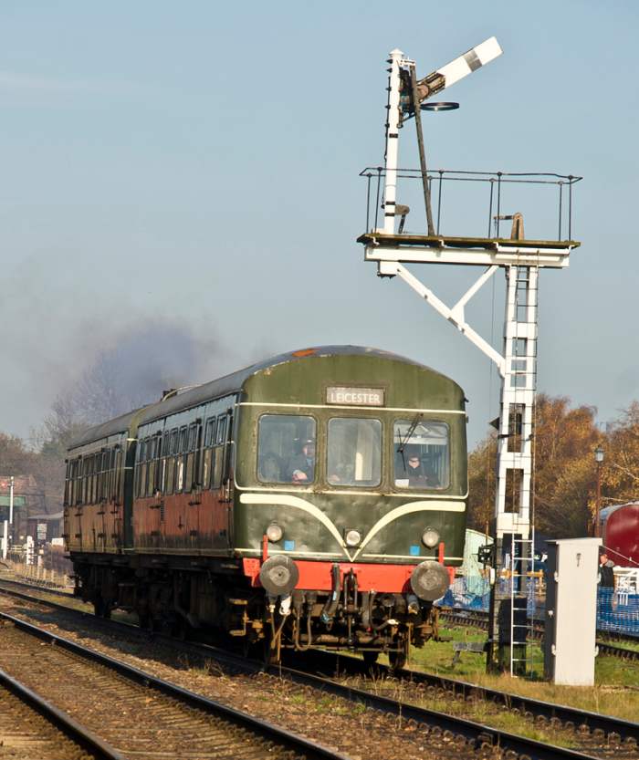 Birmingham-based Metro-Cammell built these diesel multiple units that were allocated around mainland British railways. This is in original livery with 'speed whiskers' before route boxes were added below the driver's window
