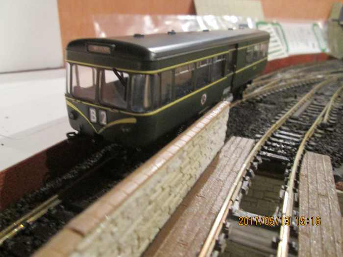 Danish company Heljan introduced their AEC Park Royal railcar last year (2016) in several variants. This is the early version with 'speed whiskers' either side of the route code box that I bought for the 'Thorpe Carr' mini-layout (cf)