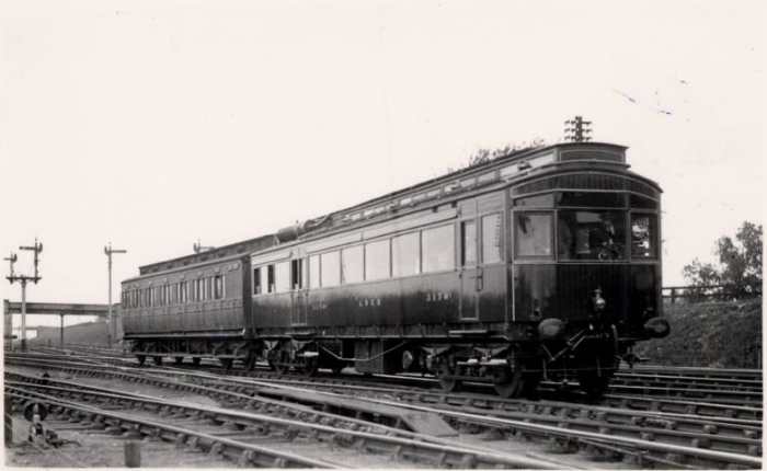 The vehicle, seen here with a trailer is one of two 1903 North Eastern Railway petrol-electric Autocars originally built, in in the process of restoration at the Bolton Abbey Railway near Skipton in Yorkshire (Ken Hoole Study Centre, Darlington