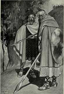 Ambassadors of the Fir Bolg and Tuath De meeting before the Battle of Moytura (J.C. Leyendecker in T.W. Rolleston's Myth's & Legends of the Celtic Race 1911)