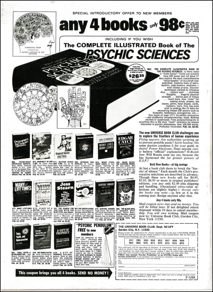 WOW folks had really cool stuff to read back in 1969. They were much more hip and cool back then. Psychic Sciences, The World Within, A Gift of Prophecy and Beyond Space and Time.