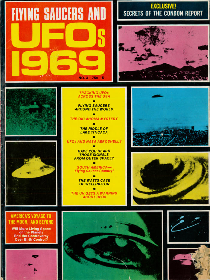 Exclusive secrets of the Condon Report, plus tracking UFOs across the USA, flying saucers around the world, The Oklahoma mystery, The riddle of lake Titicaca, UFOs and NASA Aero-shells and much more.
