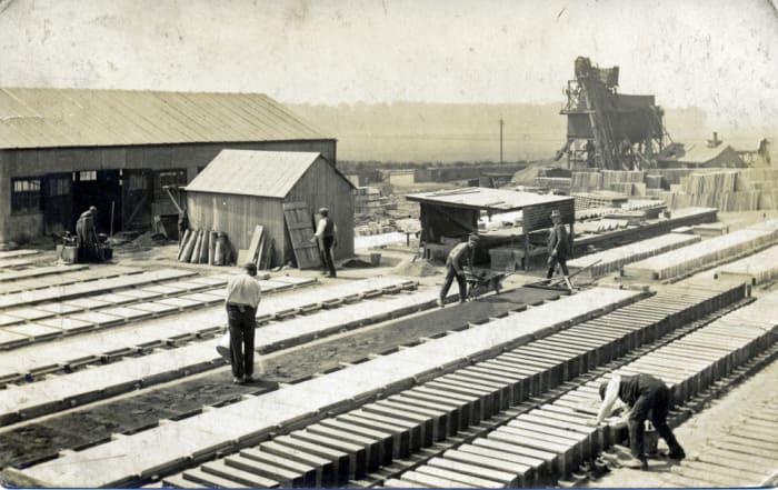 The brickworks butted onto the moor at the back of the village that grew near the station at the bottom of the dale. Besides bricks household earthenwares and sanitary wares were produced