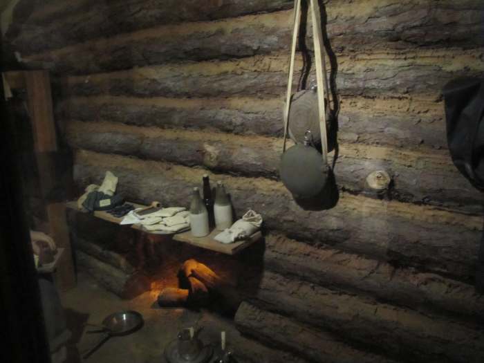 Interior of a cabin like the troops would have crowded into for the winter during the Civil War. (Petersburg, Virginia)