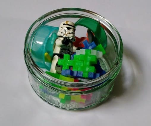 GU pots are useful storage for small toys like random lego figures or things you get free in a Kinder-egg.
