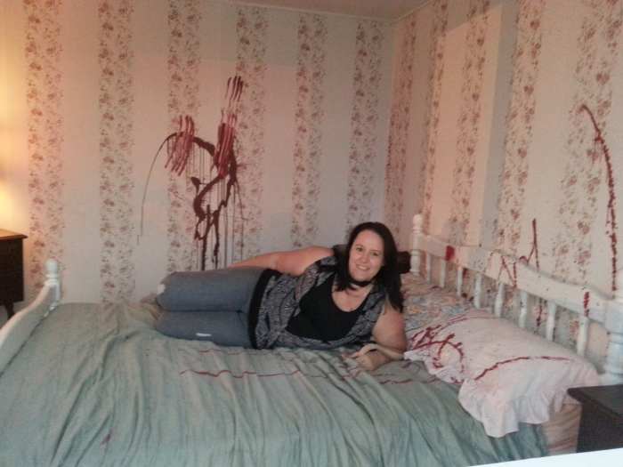 Fright Night at Movie World, there are even rooms set up like murder scenes for photo opportunities and a little relaxation time. This is me!