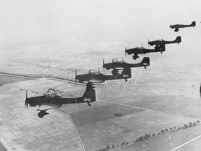 The German Stuka JU-87 was the mobile artillery for German tank formations. The Stuka would strike terror in the Polish army breaking up armored and infantry formations.